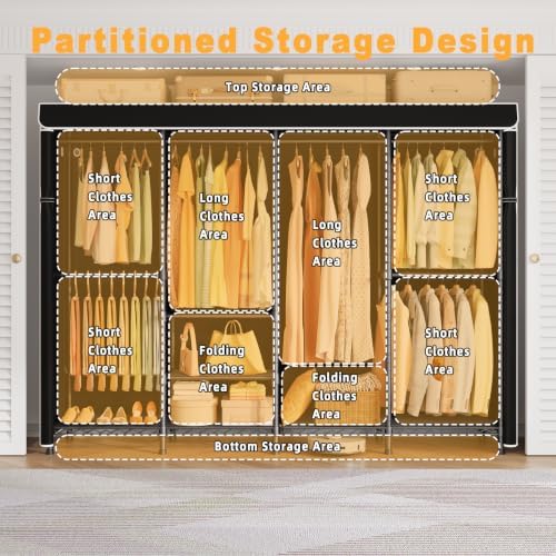 ULIFHOME H41C Clothes Rack with Cover, Covered Clothing Rack Heavy Duty - Image 5