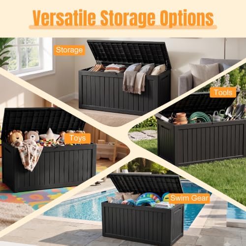Outdoor Storage Box, 360 Gallon Waterproof Resin Deck Box with Support Rod - Image 5
