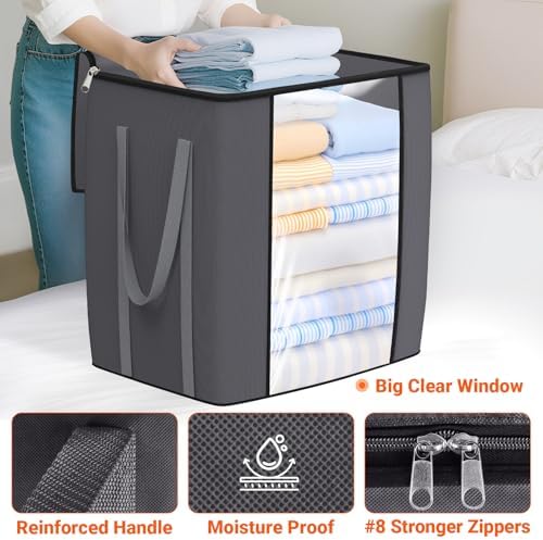 TasticTotes 120L Extra Large Blanket Clothes Storage Bags, Black, 4 Pack - Image 4