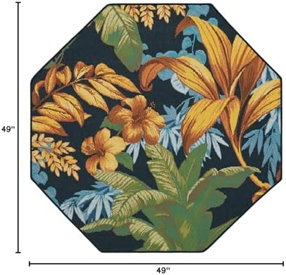 Unique Loom Outdoor Botanical Collection Area Rug - Calypso (4' 1" Octagon Multi/Light Blue) - Image 2