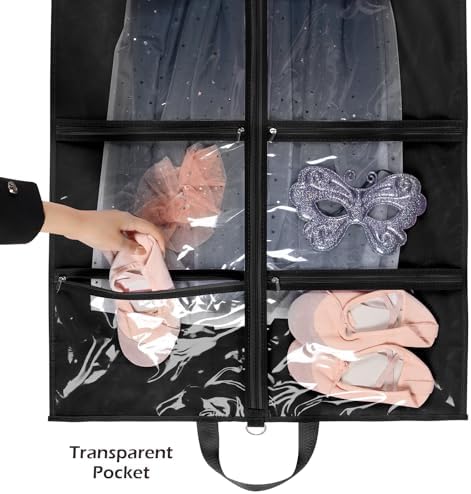 LOVEGRASS Kids Garment Bags for Dance with 4 Zipper Pockets, 6 Pack, Black - Image 4