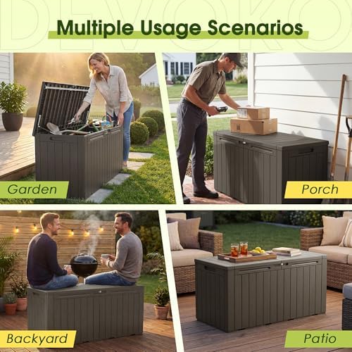 Devoko 100 Gallon Outdoor Storage Box, Waterproof Deck Box Lockable - Image 4