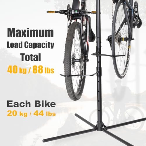 CyclingDeal Bike Vertical Freestanding Hanger Parking Rack - Fully Adjustable Gravity Storage Floor Stand - Safe & Secure for Hanging MTB Road Bicycles in Garage or Home - 2 Bikes Vertical - Image 3