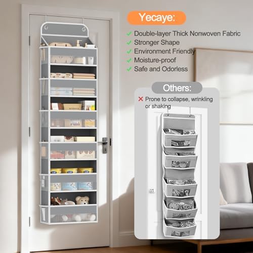 Yecaye 2 Pack Over The Door Organizer, 6-Tier Closet Door Hanging Organizer with 12 Mesh Pockets, Bathroom Organizers and Storage, Ultra Sturdy Large Capacity Over Door Storage Newborn Baby Essentials - Image 5