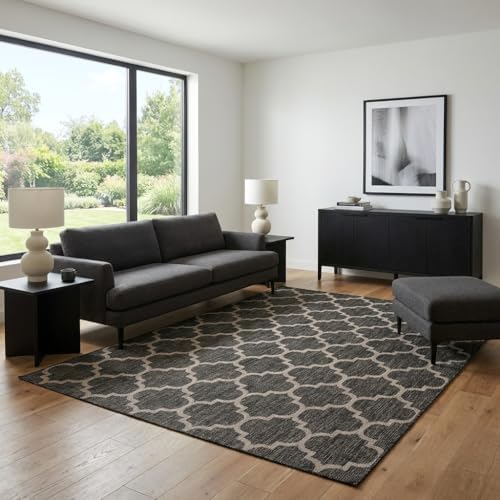 Unique Loom Outdoor Trellis Collection Area Rug (7' 1" x 10' Rectangle, Black/ Ivory) - Image 5