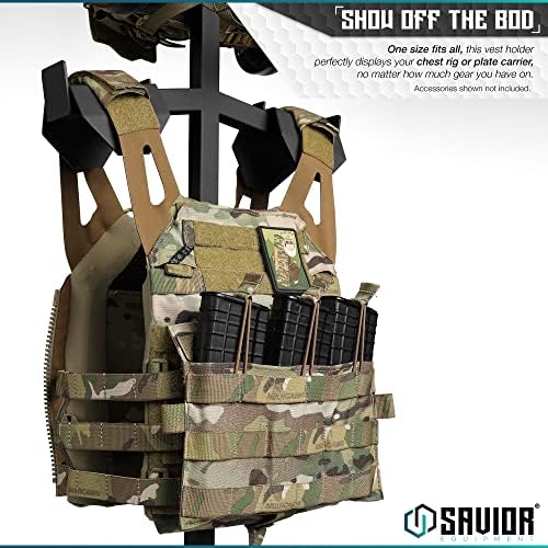 Savior Equipment H.A.B Tactical Gear Stand Helmet Vest Belt Display Rack, Military Gear Holder Plate Carrier Indoor Home Garage Free-Standing Organizer, Heavy Duty Steel Construction Hold Up To 70 lbs - Image 4