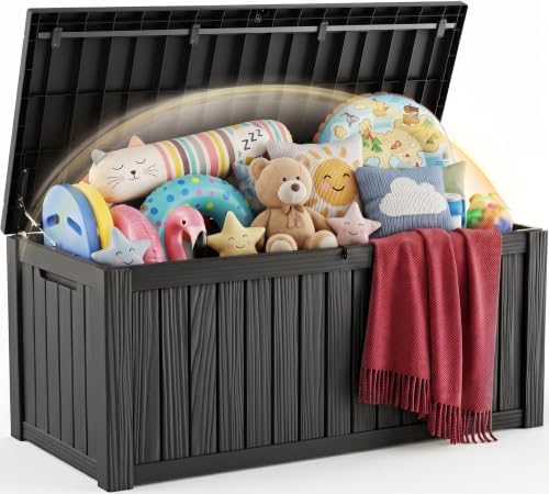EFU Outdoor Storage Box 210 Gallon Deck Box, Waterproof Resin, Black by EFU