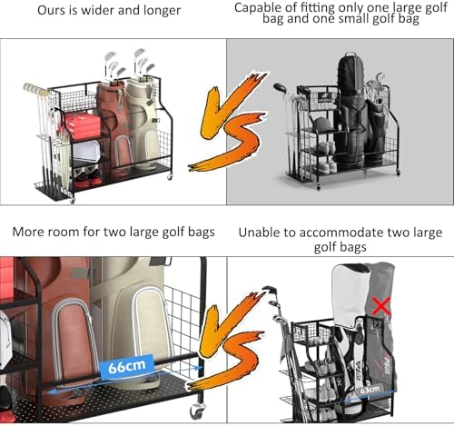 Golf Storage Organizer for Bags, Extra Large Golf Club Racks for Garage Golf Bag Stand Holder for Golf Equipment Accessories - Image 5