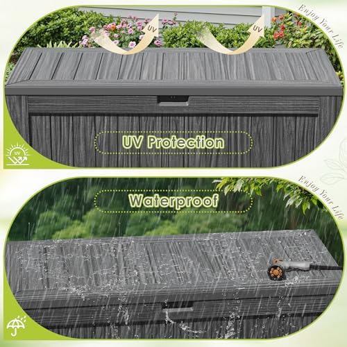Devoko 125 Gallon Outdoor Storage Box, Waterproof Resin Deck Box - Image 5