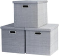 Storage Bins with Lids,13 x 13 Inch Foldable Fabric Cube Baskets Boxes Organizer for Closet, Shelves, and Home. (Gray, (13x13) 3 pack) by EITMOW