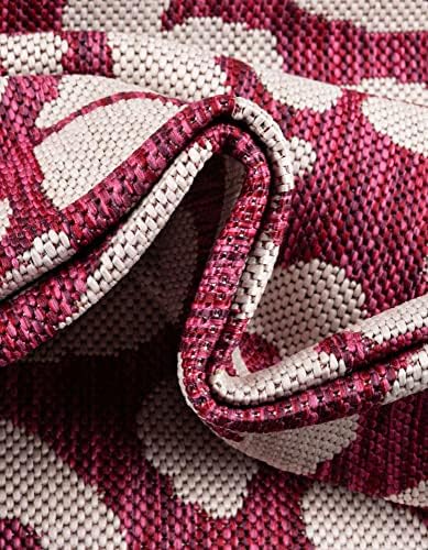 Unique Loom Outdoor Safari Collection Area Rug - Leopard (2' 11" x 10' Runner, Magenta/ Ivory) - Image 6