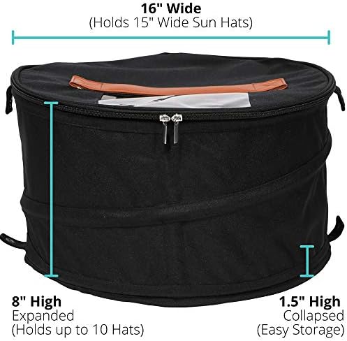 Hat Storage Box | Stuffed Animal Toy Storage | Stackable Round Pop-up Container | Travel Hat Boxes for Women & Men | Closet Organizer w Lid | Dust Cover Cowboy Sun Beach Hats (Black, 2 Pack) - Image 6