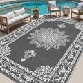 Yamaziot 8x10Ft Outdoor Rug Waterproof Plastic Straw Patio Rug, Dark Gray by Yamaziot