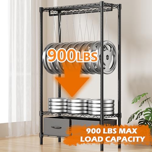 M MZG Heavy Duty Rolling Garment Rack 3 Tiers Adjustable Wire Shelving with Rod, Storage Closet Clothing Rack with Drawers Dark Grey, 15.8" D x 35.5" W x 72.4" H - Image 4