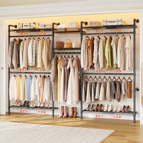 ONBRILL H3 Plus Expandable Wall Mounted Closet System Clothes Rack Black by ONBRILL