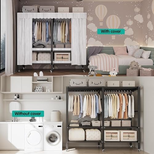 49in Heavy Duty Portable Closet with Gray Cover - Image 3