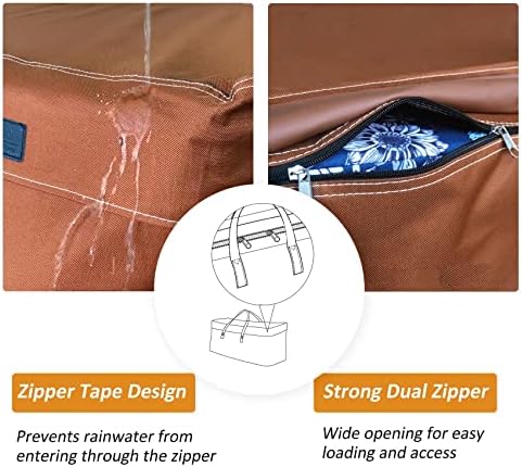 NettyPro Outdoor Patio Cushion Storage Bags Water-Resistant Large Storage Bag with Zipper and Handle for Patio Furniture Cushion Christmas Tree 7.5 Ft, 50 x 15 x 25 Inch, Brown - Image 3