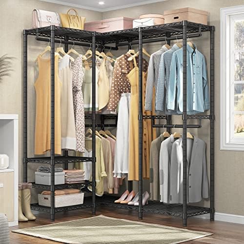 VIPEK L40 Corner Clothes Rack, Heavy Duty L-Shaped Freestanding Closet, Metal Clothing Rack, Corner Wardrobe for Hanging Clothes, 53.75" L x 38" W x 76.4" H, Load Capacity 1110 LB, Black - Image 2