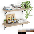 Kaboon 27 inch Long 10 inch Deep Floating Shelves for Wall Set of 2, Large Open Shelves Wall Mounted, Space Saving Home and Commercial Use, Oak/Grey Tone by Kaboon