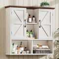 Vabches Bathroom Wall Cabinet, Farmhouse Medicine Cabinet with Double Barn Door and Adjustable Shelves, Wooden Vintage Storage Cabinet Wall Mounted for Bathroom, Kitchen Dining, Rustic White by Vabches