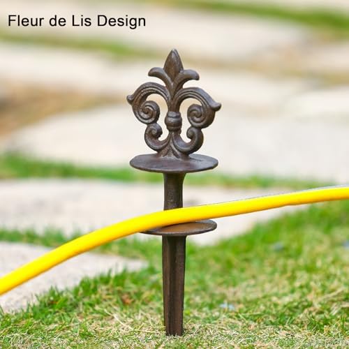 Set of 3 Vintage Brown Cast Iron Hose Guide Stakes - Image 2