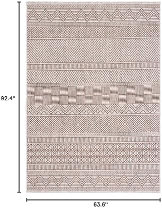 SAFAVIEH Washable Rug Outdoor Courtyard Collection - 5'3" x 7'7", Grey & Brown, Non-Shedding & Easy Cleaning, Ideal for Patio, Backyard, Mudroom (CY8196-36312) - Image 5