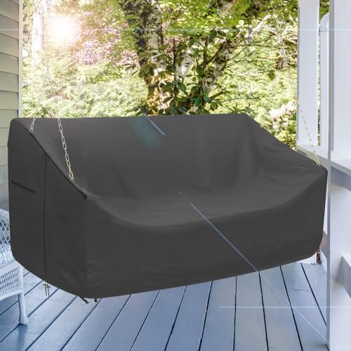 Porch Swing Cover 56Inch Waterproof 600D Oxford Hanging Outdoor Swing Cover Garden Hammock Patio Furniture Covers (Black, 56x28x(32-24) Inch) - Image 6