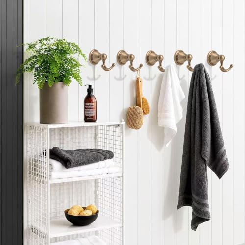 khtumeware 4 Pack 2-1/2 inch Champagne Bronze Vintage Towel Hooks - Image 4