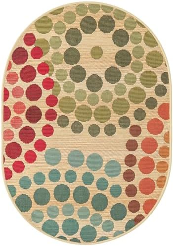 Unique Loom Outdoor Modern Collection Area Rug - Spark (2' 2" x 3' 1" Oval Beige/Burgundy) - Image 3