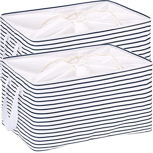 Hinwo 102L XXL Canvas Storage Bin with Lid and Handles, 2-Pack by Hinwo