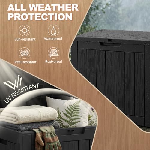 EFU Outdoor Storage Box 40 Gallon Deck Box, Waterproof Resin, Black - Image 2