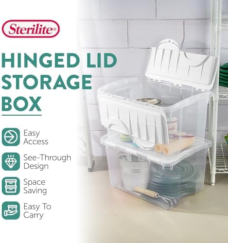 Sterilite 6-Pack Stackable Storage Bin with Lid, Clear Plastic Design, 48 Quart - Image 3