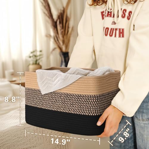 Baskets for Organizing, Storage Baskets, 3 Pack Baskets for Shelfves, 15"×10"×9" Woven Basket, toy storage bins, bins for organization - Image 4