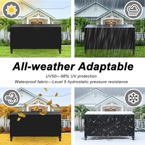 UPGRADE Outdoor Furniture Covers, Custom Size 48"(L) x 44"(W) x 34"(H) Rectangular Patio Table and Chair Waterproof Covers, Heavy Duty 420D, Black - Image 4