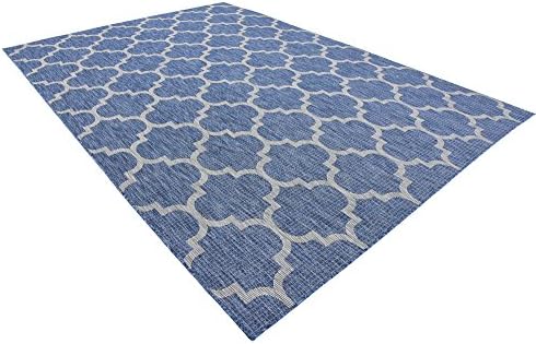 Unique Loom Outdoor Trellis Collection Area Rug (7' 10" x 11' 4" Rectangle, Navy Blue/ Ivory) - Image 5