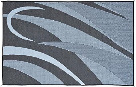 Stylish Camping GA1 Reversible Graphic Patio Mat-8' x 12', Black/Silver - Image 4