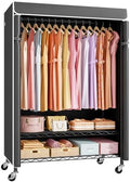 ULIFHOME P6C Plus Rolling Clothes Rack with Cover, Covered Clothing Rack by UlifHome