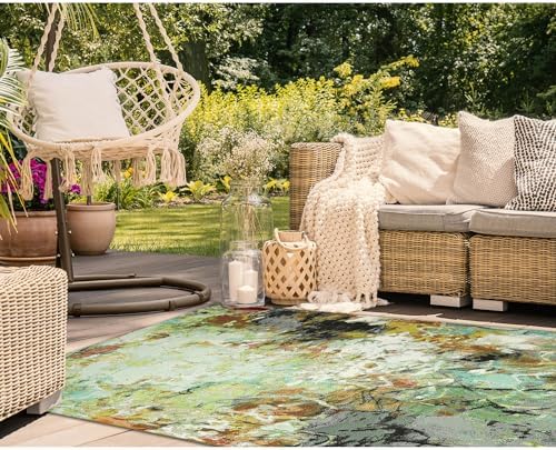 Liora Manne Marina Indoor/Outdoor Power Loomed Synthetic Blend Low Profile Area Rug - Contemporary Graphic Casual Colorful (Cirque Multi) (3'3" x 4'11") - Image 5