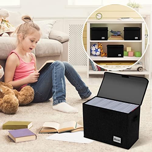 10 Pack Comic Book Storage Box 15.8" X 7.8" X 11.8", Collapsible Holds 160-180 Comic Book Organizer Heavy Duty Bin Container Holder Shelf (Black) - Image 6
