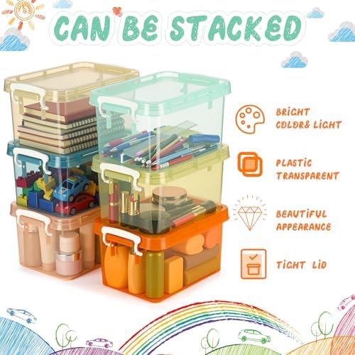 Wenqik 12 Pack Colorful Plastic Storage Bins with Lids, Pastel - Image 4