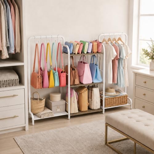 Purse Organizer with 2 Purse Hangers for Purse Storage, High-Capacity Handbag Organizer with 10 Adjustable Hooks and 3 Dividers, Purse Holder for Closet System, Purse Rack Stand for Bag Organization - Image 2