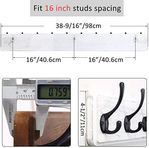 WEBI Coat Rack Wall Mount,38 9/16" Long,10 Hooks,Coat Hooks Wall Mounted Large Coat Hanger Wall Hooks for Hanging Coats,Clothes,Jacket,Hats,Entryway,Black/White - Image 3