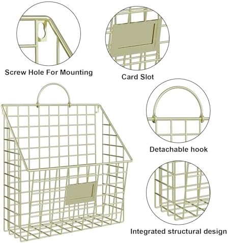 4 Packs Hanging Wall File Organizer with Hooks, Magazine Rack ,Mail Basket - Image 6