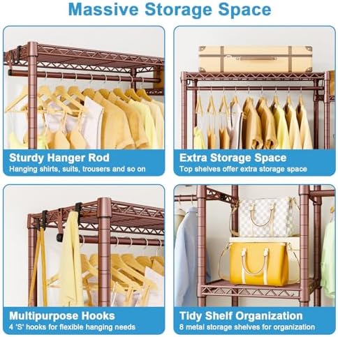 Ulif E4 Clothes Rack, Heavy-Duty Garment Rack Can Be L-Shaped Closet System - Image 6