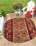 Unique Loom Outdoor Tribal Collection Area Rug - Tortuguero (4' 1" x 6' 1" Oval Multi/Blue) by UniqueLoom