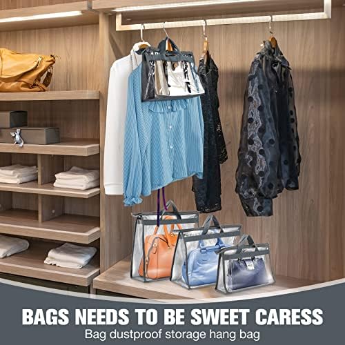 Chumia 20 Pack Clear Dust Cover Handbag Storage Organizer 3 Size, Grey - Image 5