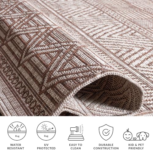SAFAVIEH Washable Rug Outdoor Courtyard Collection - 6'7" Square, Grey & Brown, Non-Shedding & Easy Cleaning, Ideal for Patio, Backyard, Mudroom (CY8196-36312) - Image 6