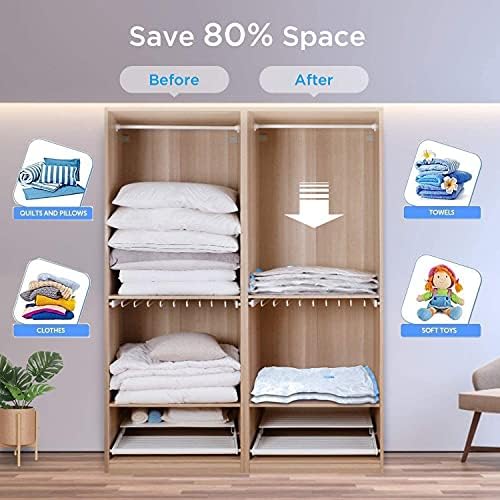 Vacuum Storage Bags(3 x Small,3 x Large, 2 x Jumbo),Various Sizes for different packing needs, Reusable for packing Comforter,Clothes,Coats,Sweater,Bedding,Blankets,Pillows,Soft Toys,Free Hand Pump for Travel and Moving!Save 80% Storage Space - Image 2