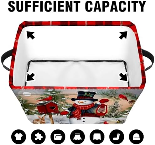 Stybn Christmas Snowman Foldable Baskets Storage Bins with Handles, Christmas Decorative Fabric Storage Basket Shelf baskets 2 2piece - Image 5