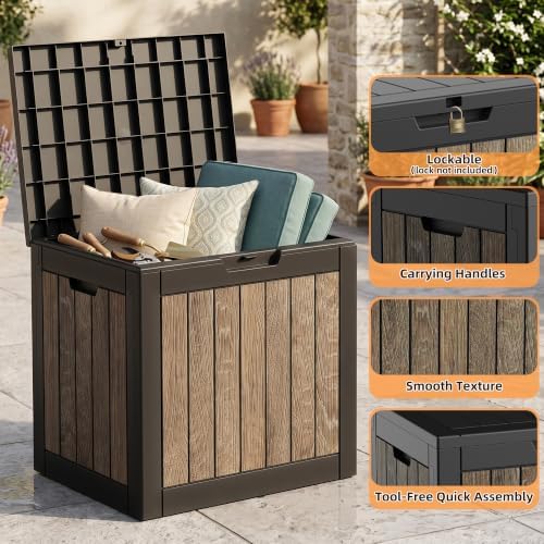 Vixzen 35 Gallon Deck Boxes Outdoor Waterproof, Lockable Resin Storage Box with lid for Furniture Cushions, Weatherproof Containers Outside Storage Boxes for Garden Patio Pool Tools(Black Cherry) - Image 6